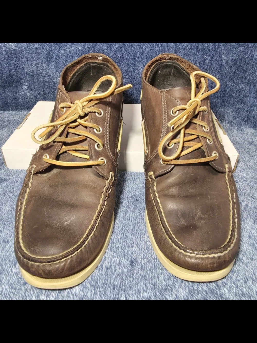 Timberland Dark Brown Leather Boat Shoes with Cream Sole
